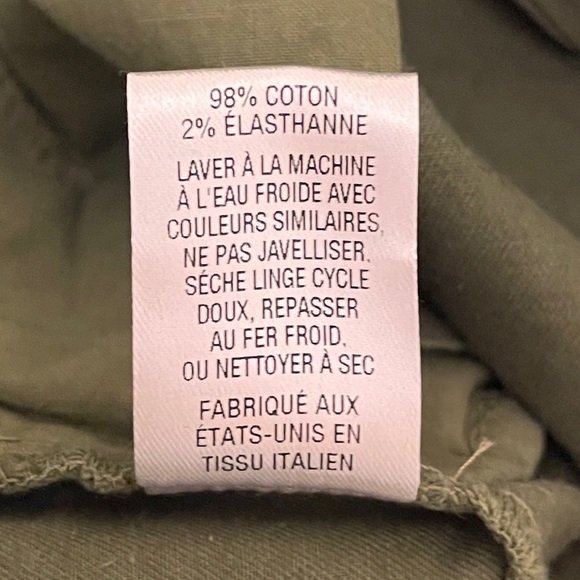 Nili Lotan Olive Green Twill Cropped Pants Women's Size 6 - Picture 7 of 9
